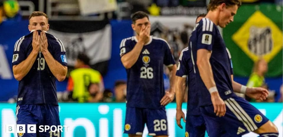 Scotland players reacting after a disappointing match