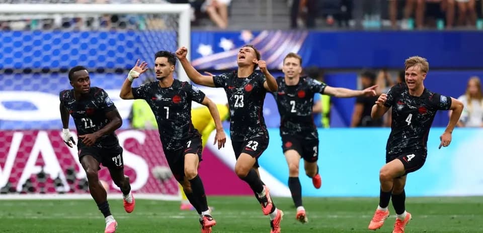 Jubilation of players after scoring a goal