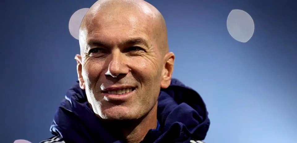 Zinedine Zidane smiling during a training session