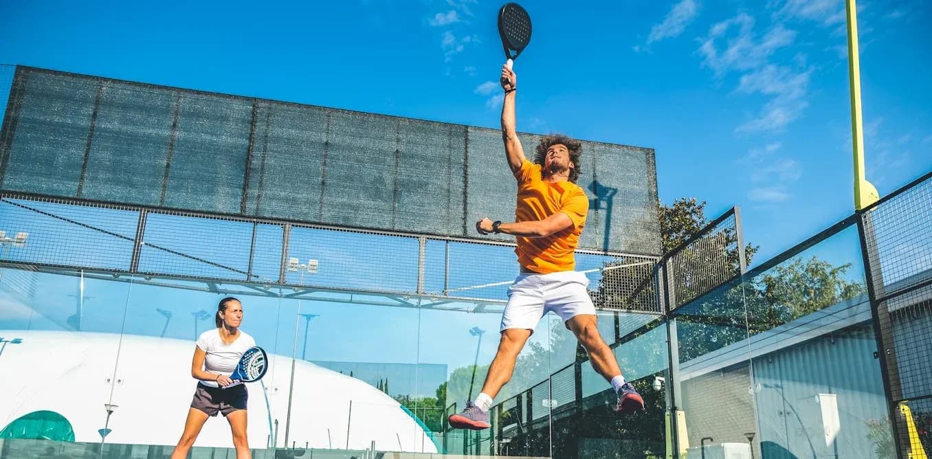 Tennis players in action on court