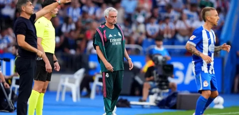 Mourinho observing match from the sidelines
