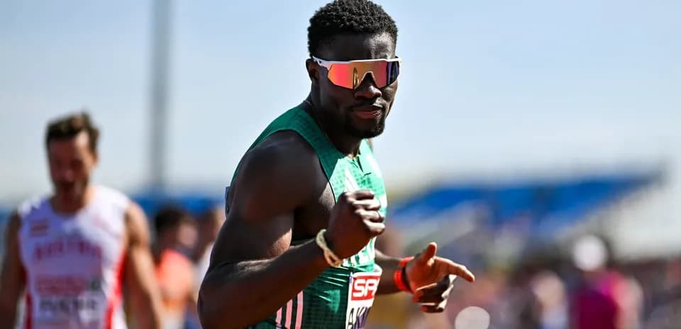 Athlete celebrating during track event competition