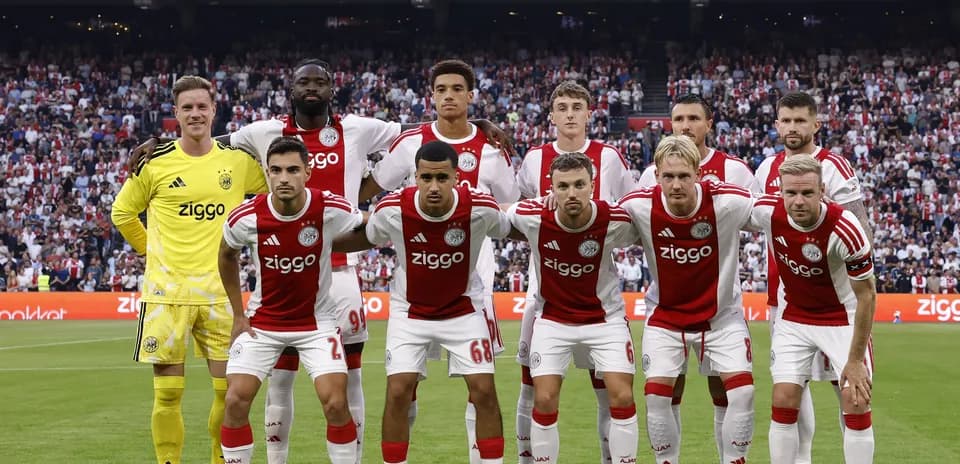 Ajax football team posing for a group photo