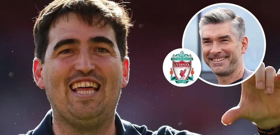 Coach celebrating during a match with Liverpool logo