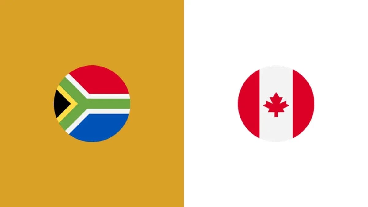 South Africa and Canada flags side by side South Africa and Canada flags side by side