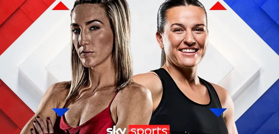 Two female boxers posing for promotional image