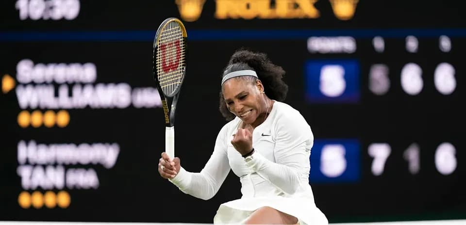 Serena Williams celebrating during tennis match