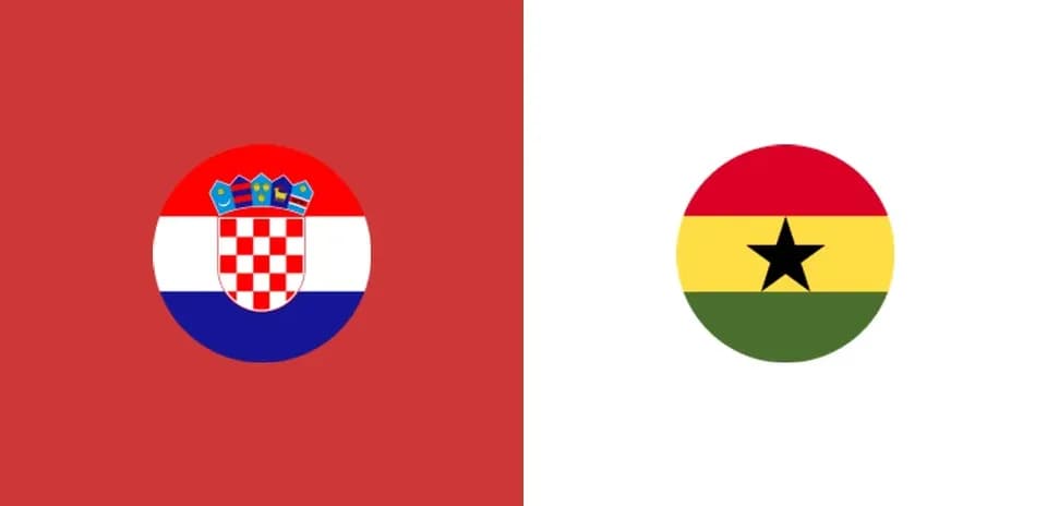 Flags of Croatia and Ghana on colored backgrounds