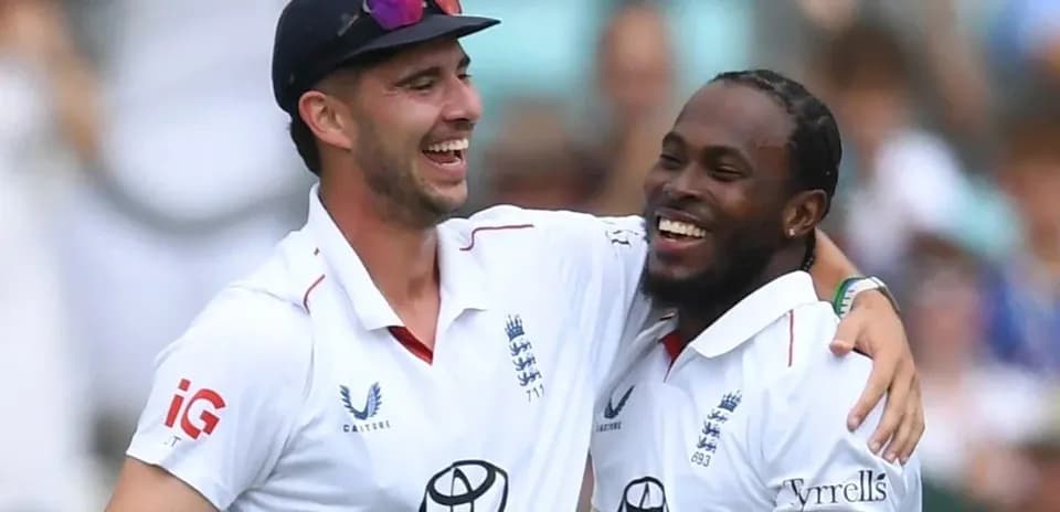 England cricketers celebrating during a match