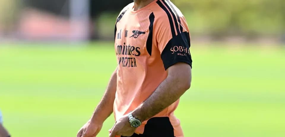 Mikel Arteta during training session at Arsenal