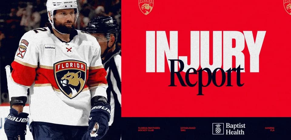 Florida Panthers player with injury report graphic