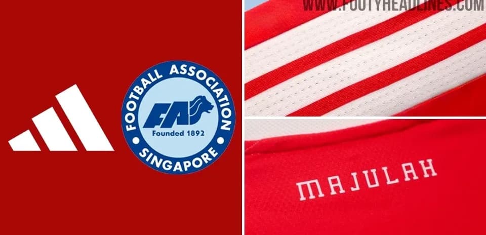 Adidas logo and Football Association of Singapore emblem