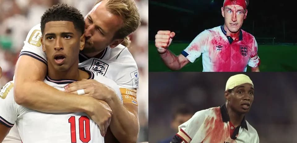 Three football players in intense game situations