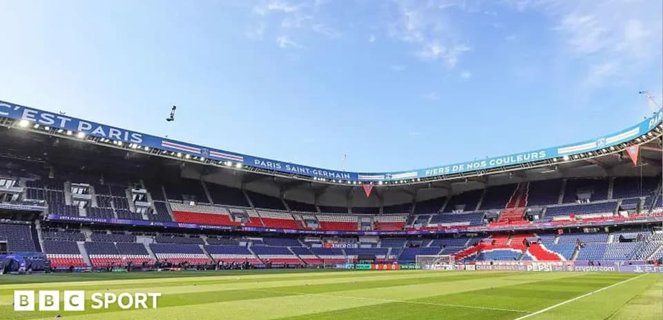 Empty stadium interior of Paris Saint-Germain's venue