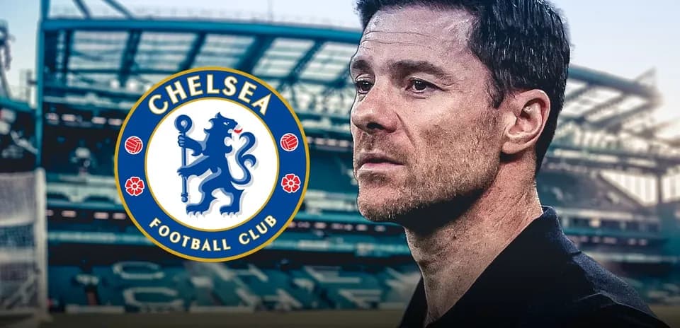 Chelsea FC logo with coach in stadium background
