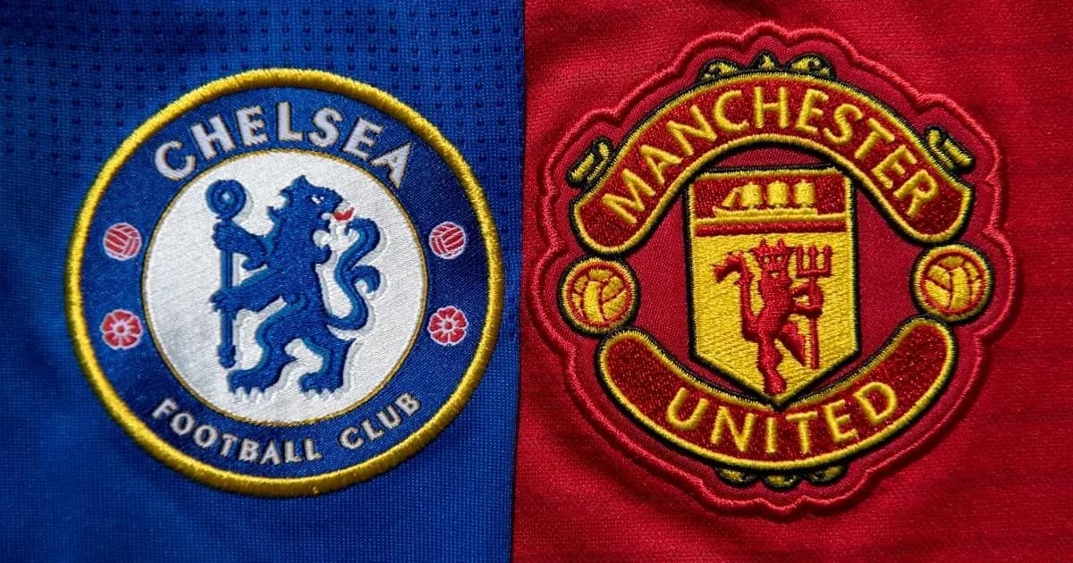 Chelsea and Manchester United club logos on fabric