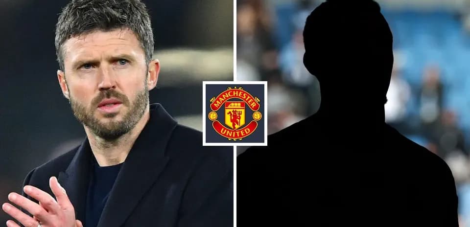 Michael Carrick with Manchester United logo and silhouette