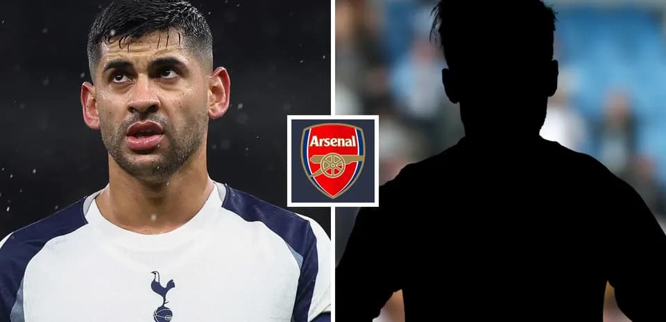 To'plarni olib borayotgan futbolchi va Arsenal emblemasi