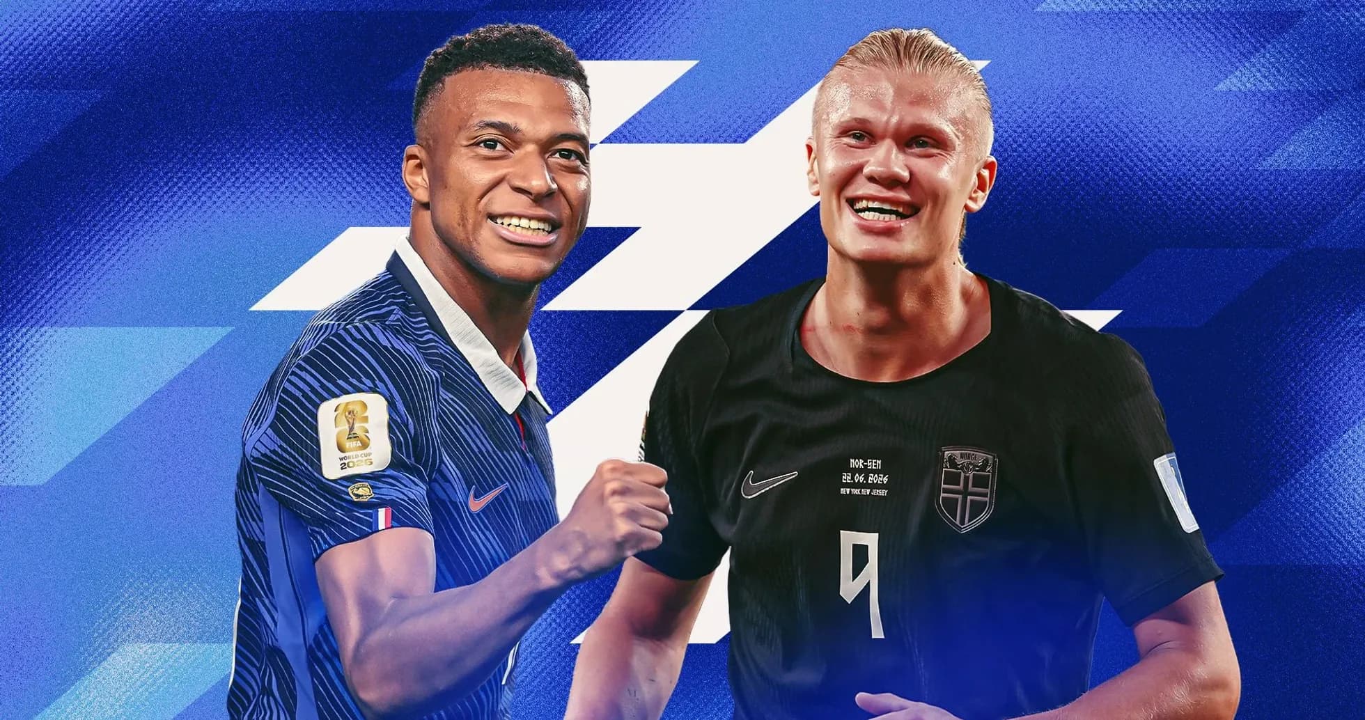 Kylian Mbappé and Erling Haaland posing together