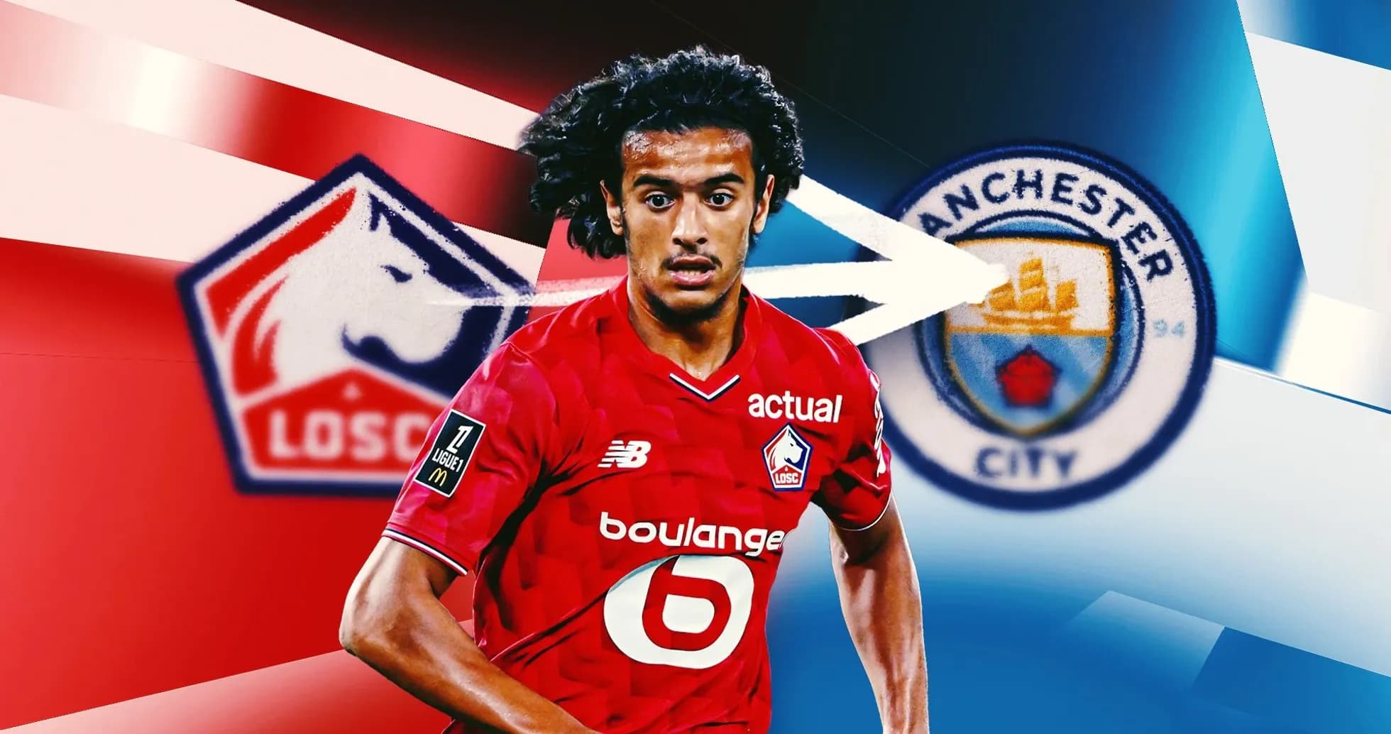 Futbolchi LOSC formasi bilan Manchester City logotipi