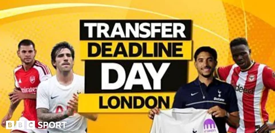 Transfer deadline day graphic featuring football players