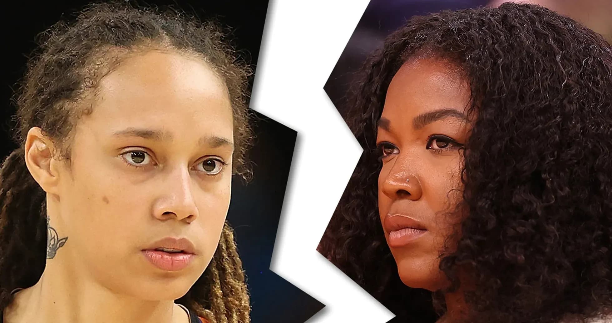 Two women facing each other, serious expressions