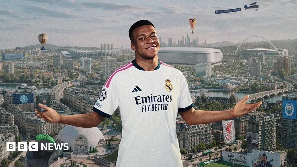 Futbolchi Kylian Mbappé Real Madrid formasi bilan Futbolchi Kylian Mbappé Real Madrid formasi bilan