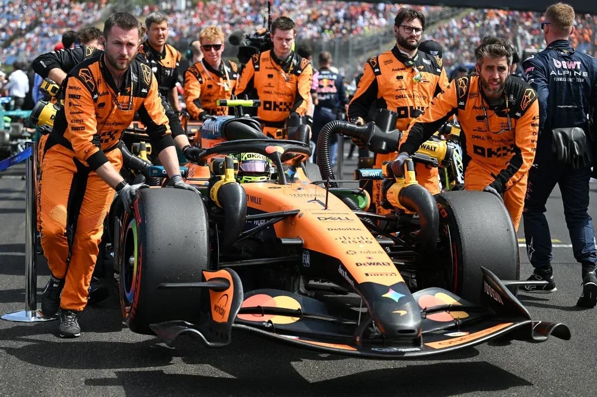 McLaren team preparing car before Formula 1 race