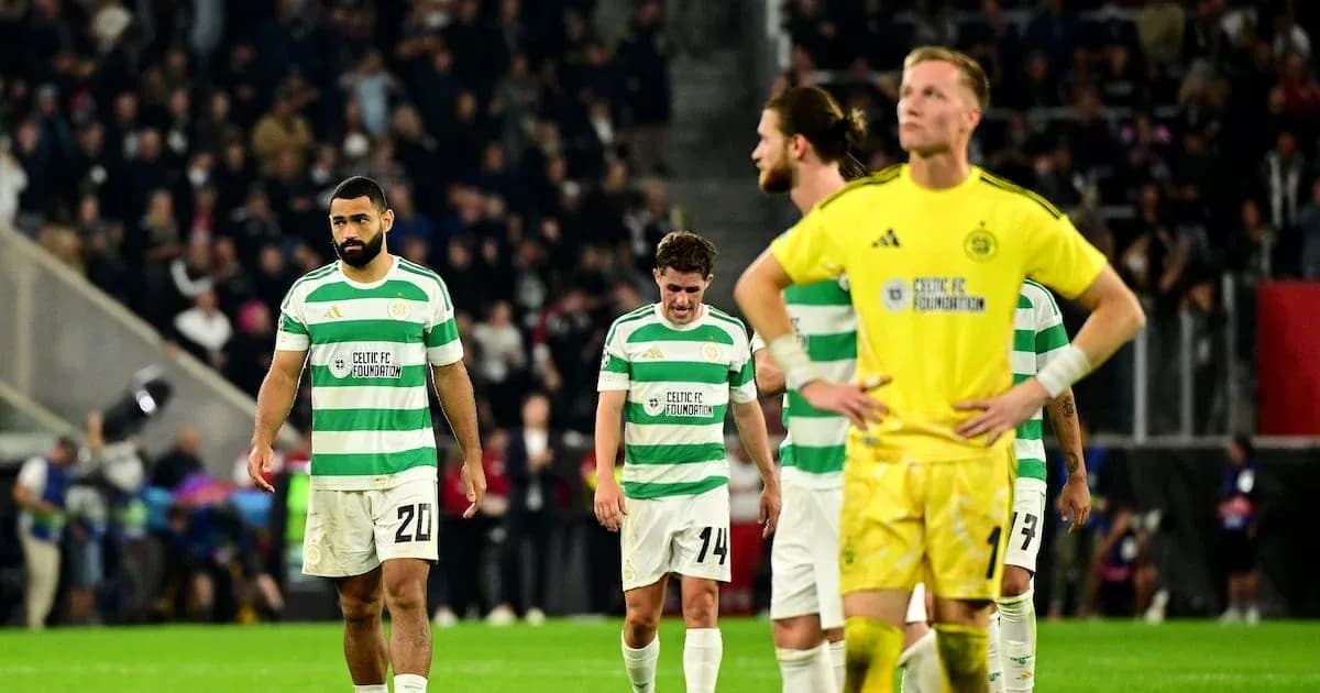 Celtic players walking off the pitch after match