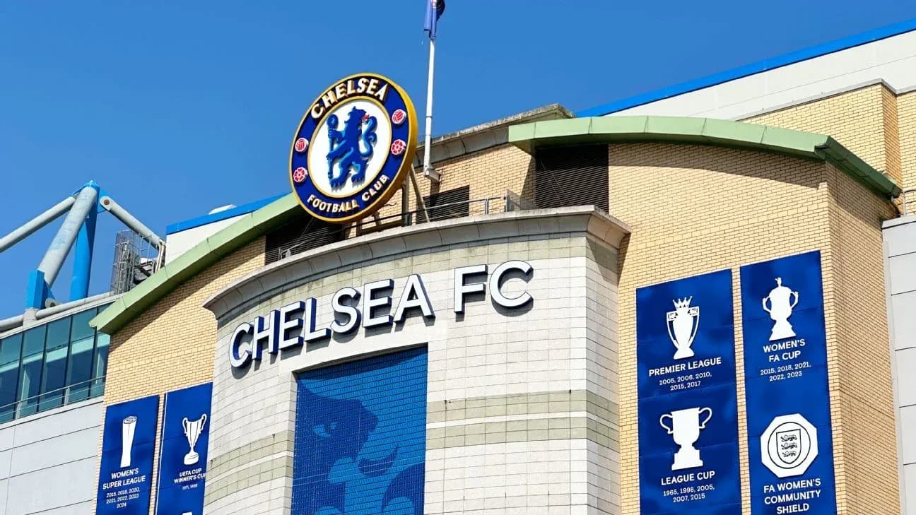 Chelsea FC stadium exterior with club logo