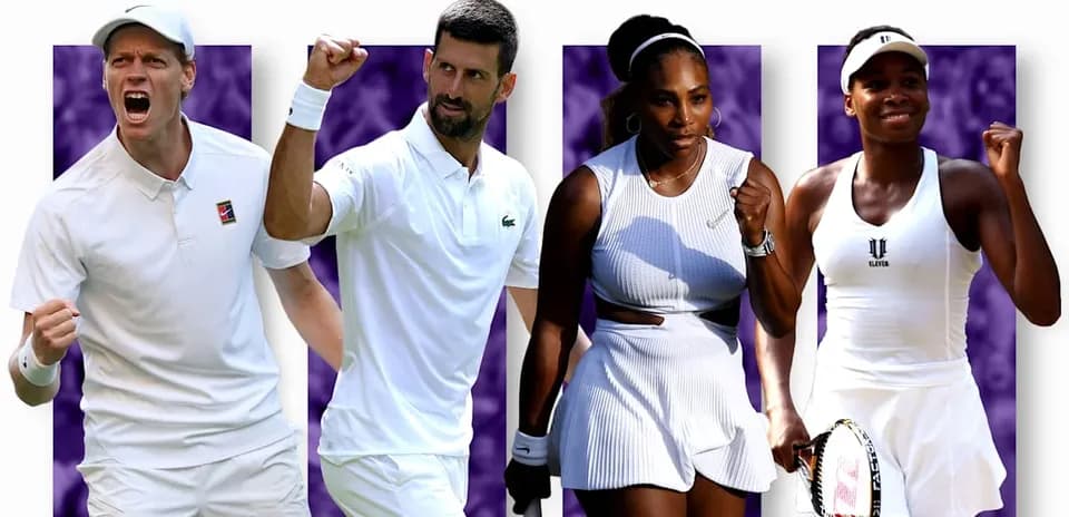 Four tennis players celebrating during a match