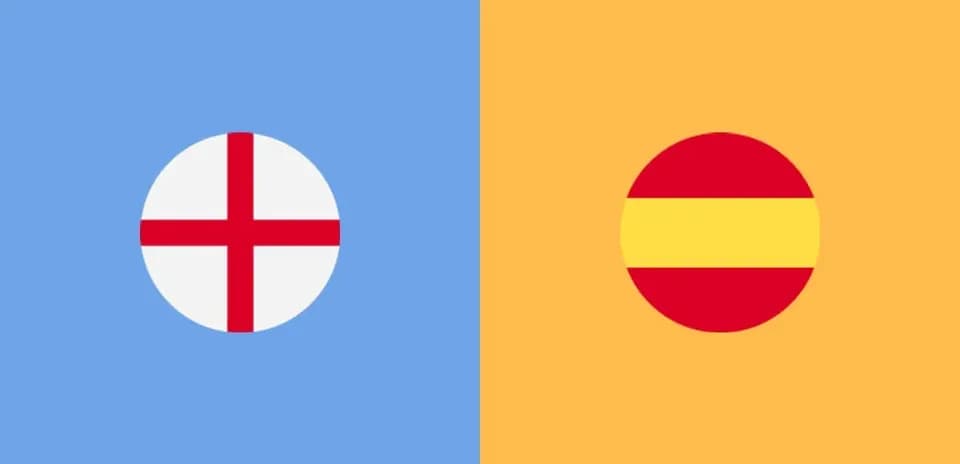 Flag of England and flag of Spain side by side