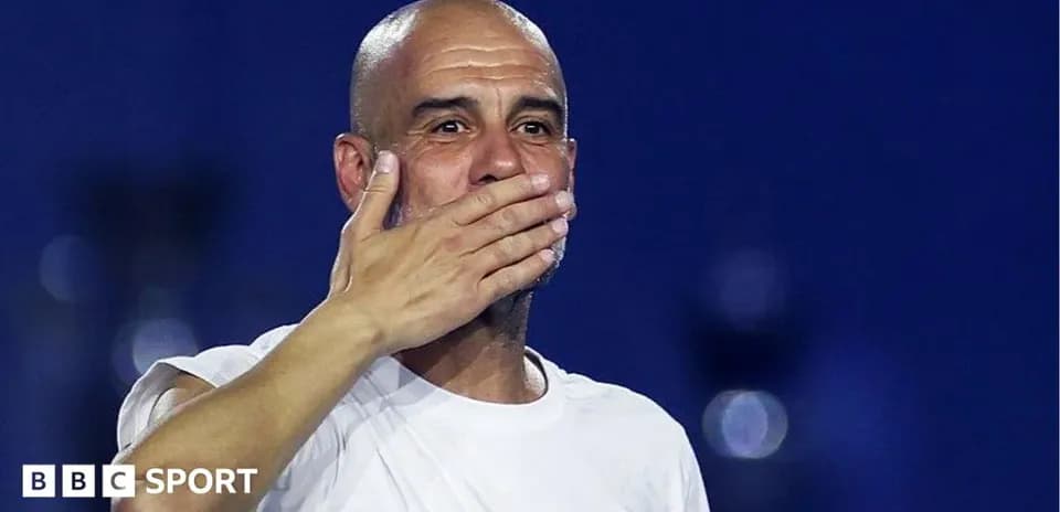 Football manager gesturing during a match celebration