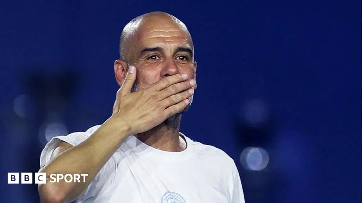 Football manager gesturing during a match celebration