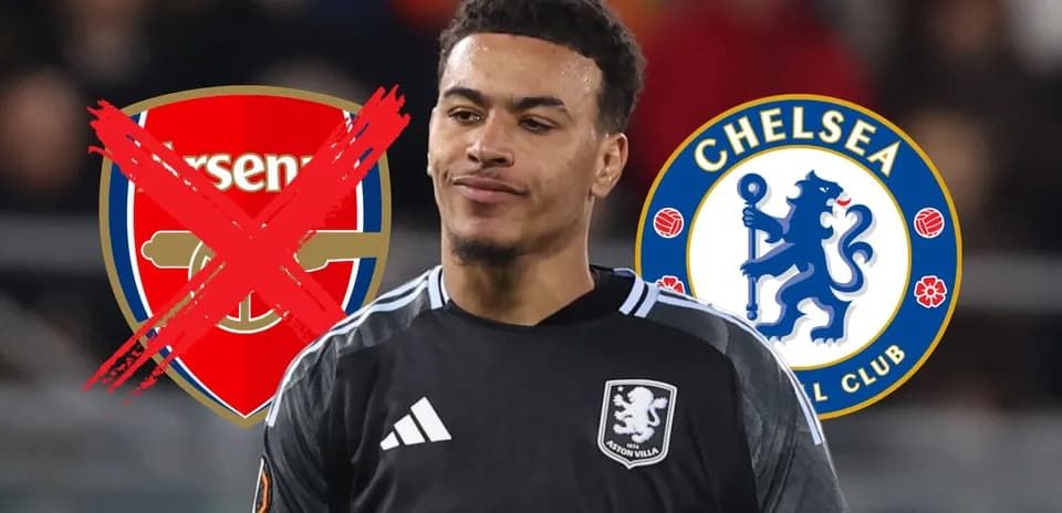 Aston Villa goalkeeper with Arsenal and Chelsea logos