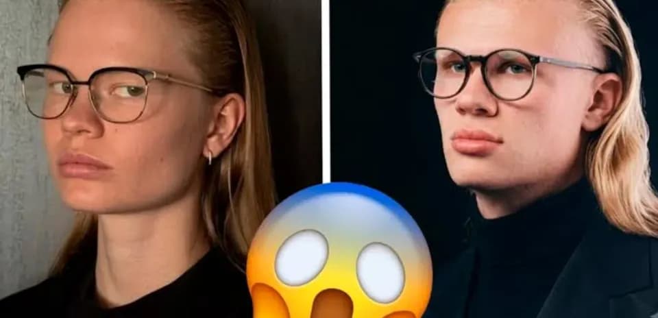Two people wearing glasses posing for portraits