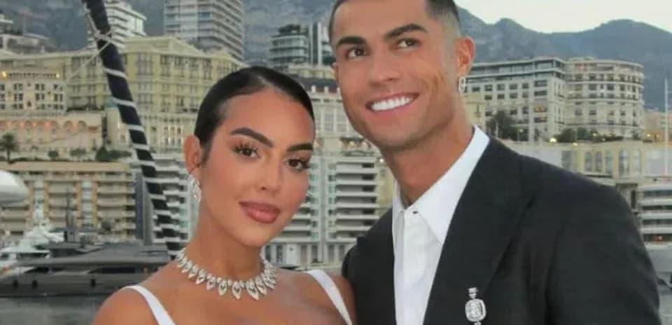 Cristiano Ronaldo and partner posing in Monaco