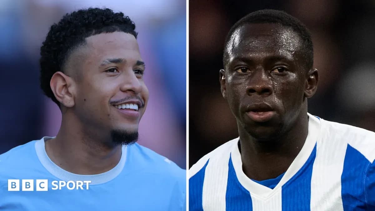 Two football players posing for a split image