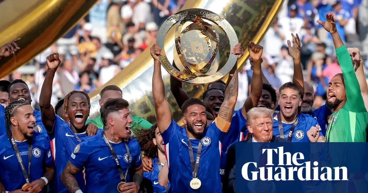 Chelsea players celebrating with trophy after victory Chelsea players celebrating with trophy after victory