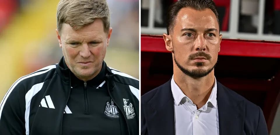 Eddie Howe and opponent coach during match preparations