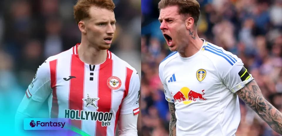 Brentford and Leeds United players during match