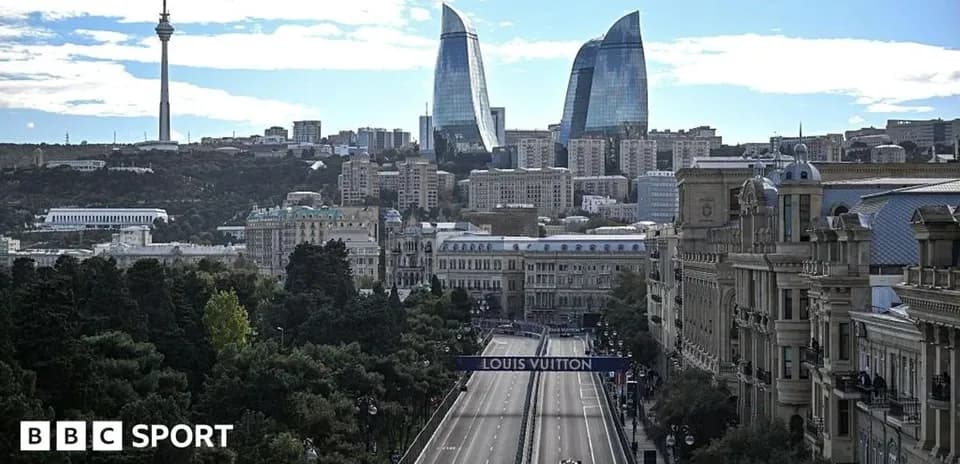 Baku cityscape with Formula 1 race track visible