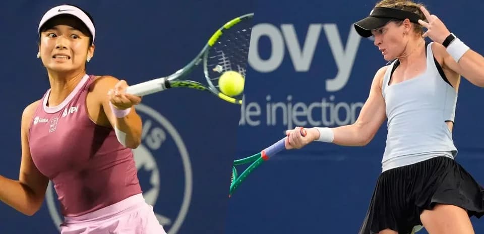 Tennis players hitting balls during match