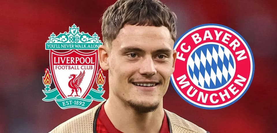 Futbolchi, Liverpool va Bayern logotiplari bilan