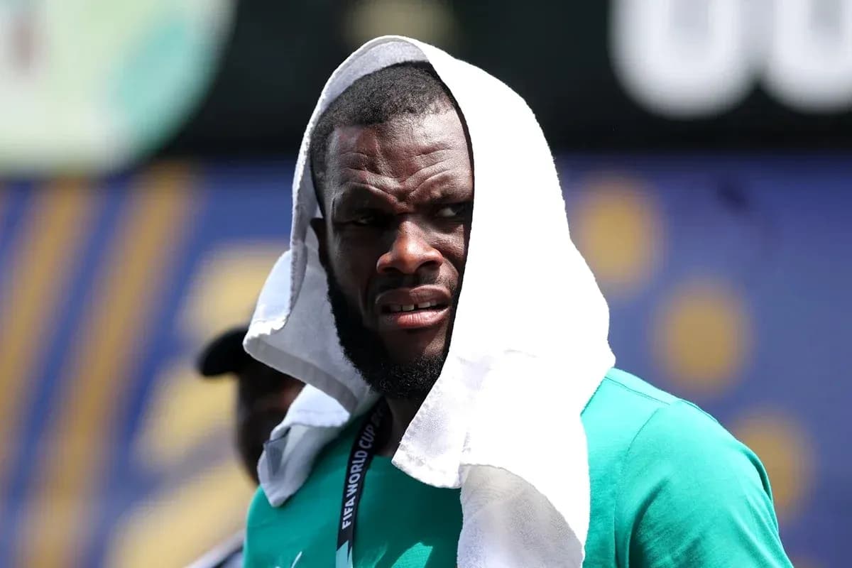 Athlete with towel on head during training session