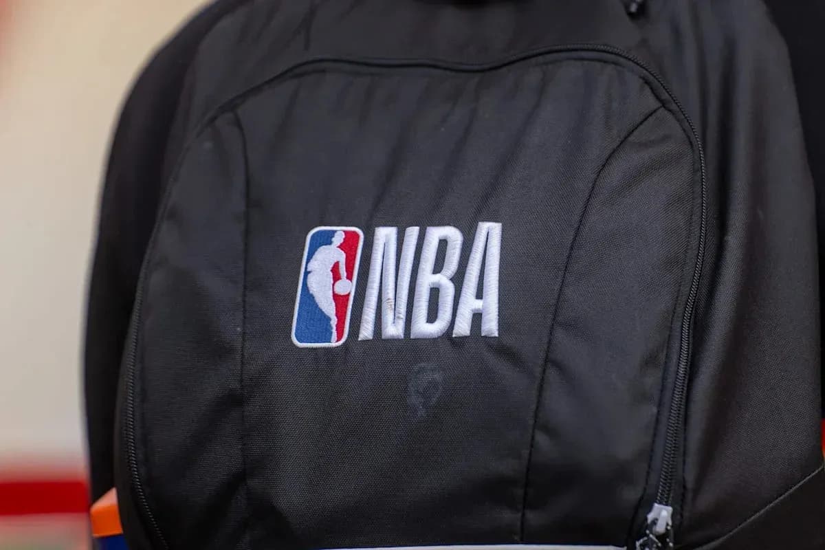 NBA logo on a black sports backpack NBA logo on a black sports backpack