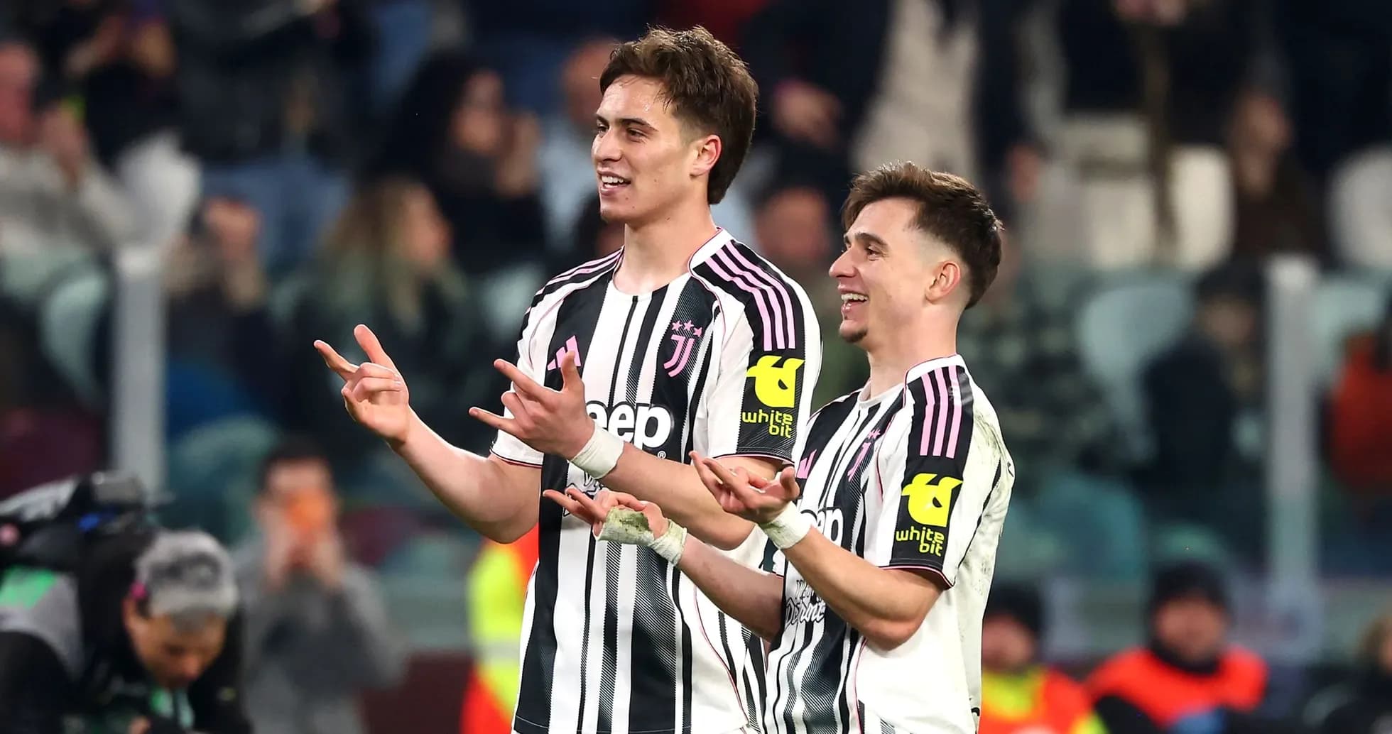 Juventus players celebrating on the pitch
