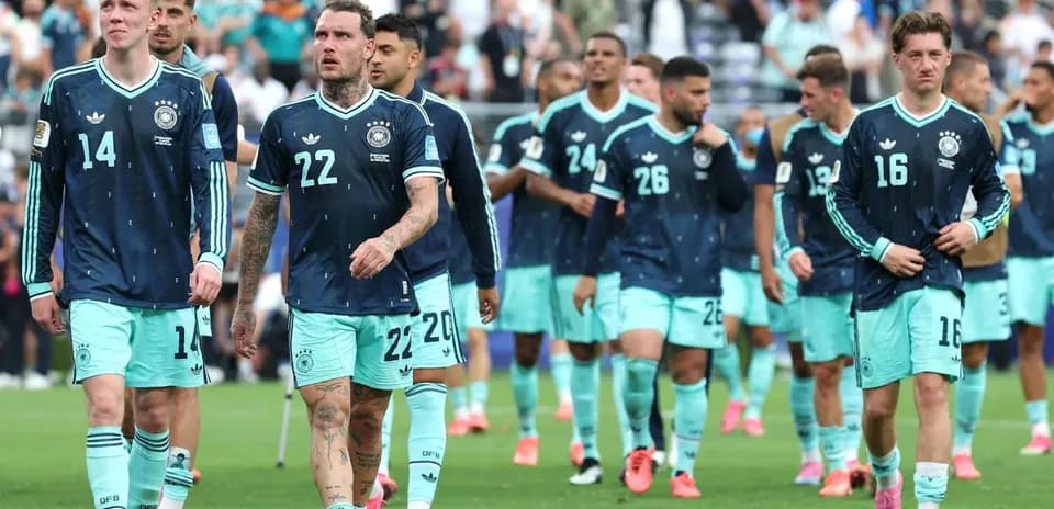 German national football team walking off the pitch
