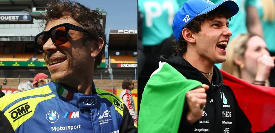 Two motorsport fans celebrating at racetrack event