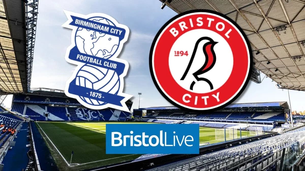 Birmingham City and Bristol City logos with stadium